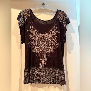 Vintage Vanilla Sugar Black and Cream Patterned Blouse